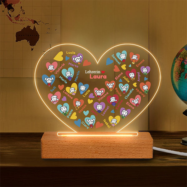 Lampe Herzen Figürchen mit Namen und personalisiertem Text