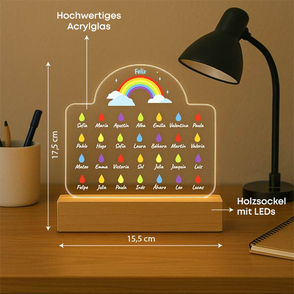 Lampe Regen mit Namen und personalisiertem Text