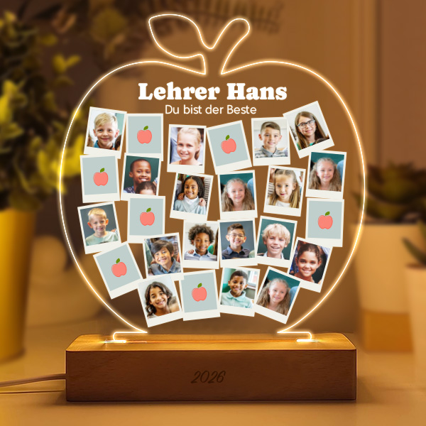 Apfel-Lampe mit personalisierten Polaroid-Fotos