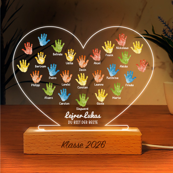 Hände-Lampe für Lehrerinnen mit personalisierten Namen