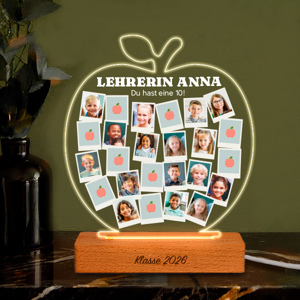 Apfel-Lampe mit personalisierten Polaroid-Fotos