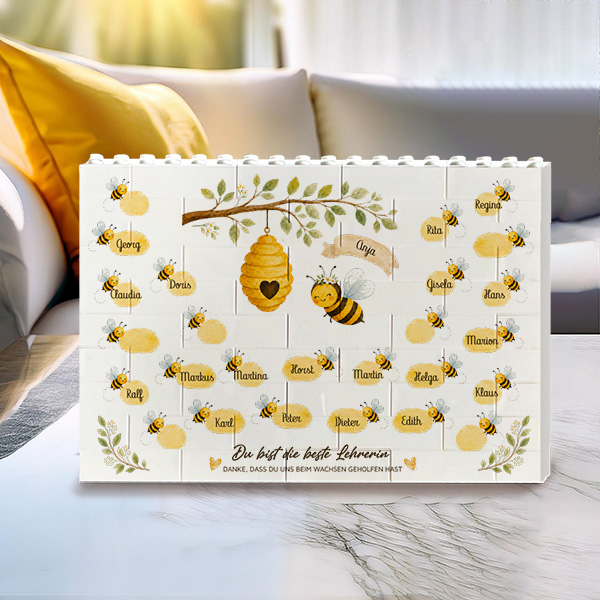 Block-Puzzle mit Bienchen und personalisierten Namen