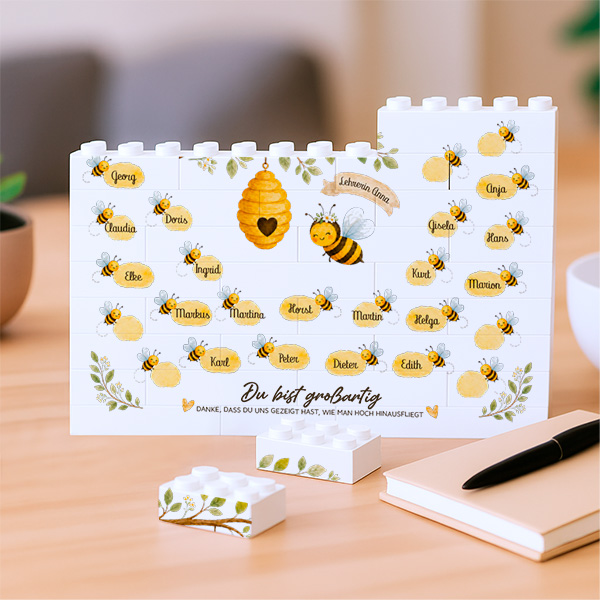 Block-Puzzle mit Bienchen und personalisierten Namen