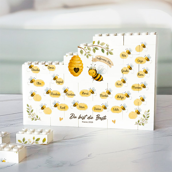 Block-Puzzle mit Bienchen und personalisierten Namen