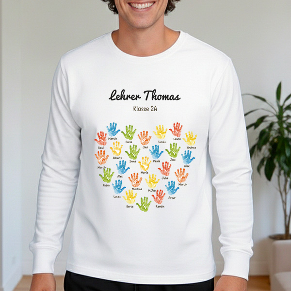 Hände-T-Shirt für Lehrkräfte mit personalisierten Namen