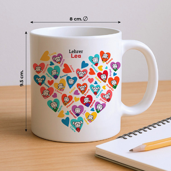 Tasse Herzen mit Figürchen und personalisierten Namen