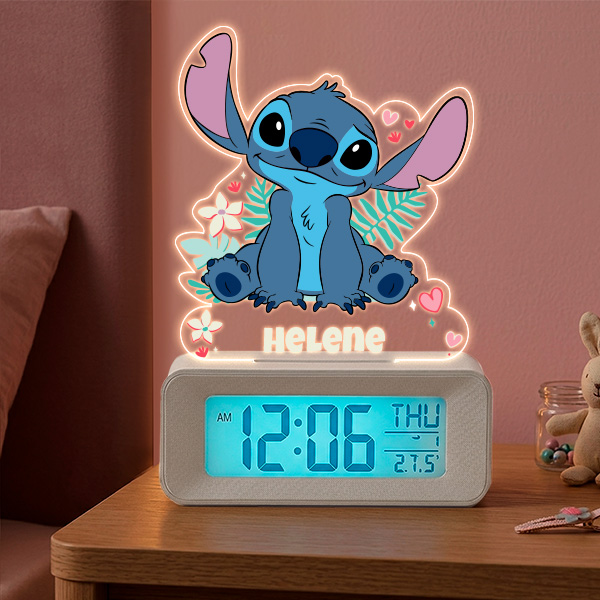 Stitch-Wecker mit Licht und personalisiertem Namen