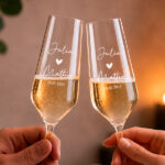 Miniaturansicht von 2er-Set Champagnergläser mit Herz, Datum und personalisierten Namen