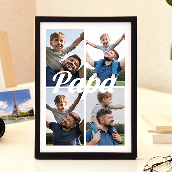Personalisierte Papa-Plakette mit 4 Fotos