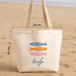 Miniaturansicht von Personalisierte Tote Bag mit Bunten Fischen und Namen