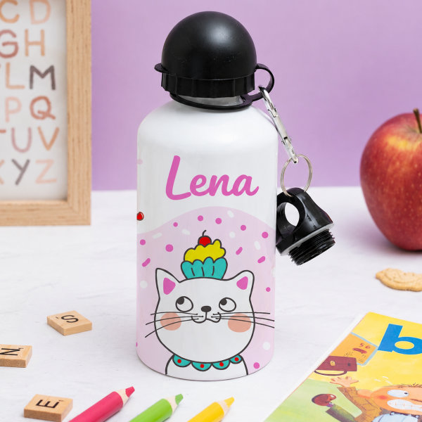 Personalisierte Kinderflasche mit Kätzchen