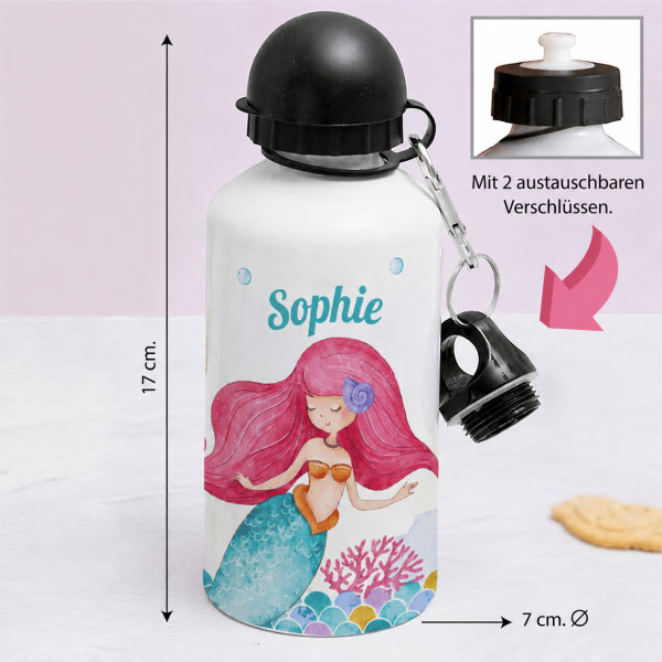 Personalisierte Kinderflasche mit Meerjungfrau