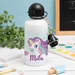 Miniaturansicht von Personalisierte Kinderflasche mit bunten Einhörnern