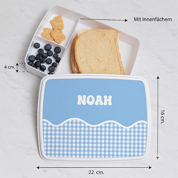 Personalisierte Kinder-Brotdose mit Karomuster
