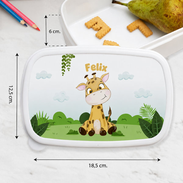 Personalisierte Kinder-Brotdose mit Dschungeltieren
