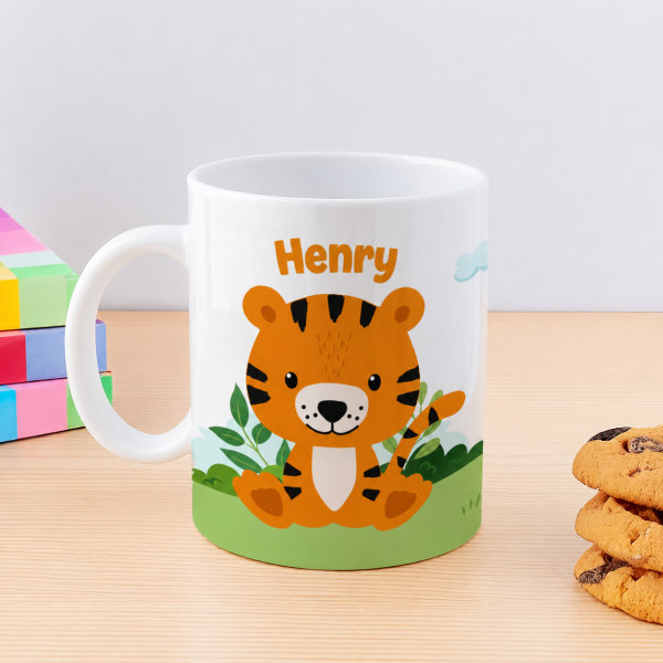 Unzerbrechliche personalisierte Kindertasse mit Dschungeltieren und Name