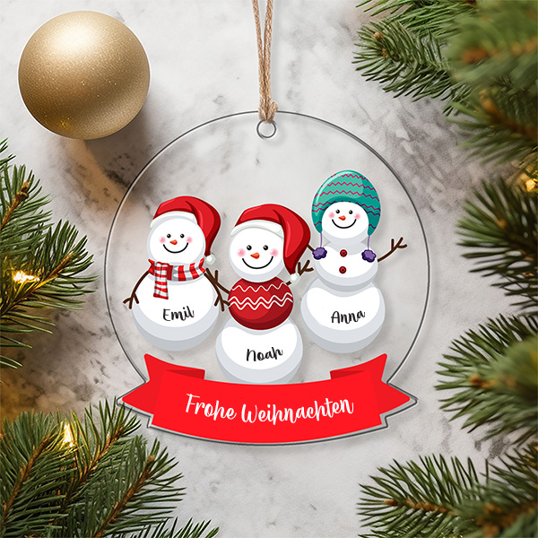 Set Weihnachtsbaum-Anhänger Schneemänner mit personalisierten Namen