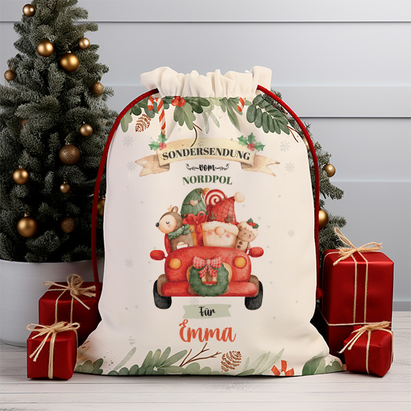 Weihnachtssack Auto mit personalisiertem Namen