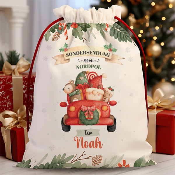 Weihnachtssack Auto mit personalisiertem Namen