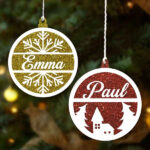 Miniaturansicht von Set glitzernder Weihnachtsbaum-Anhänger mit personalisiertem Namen