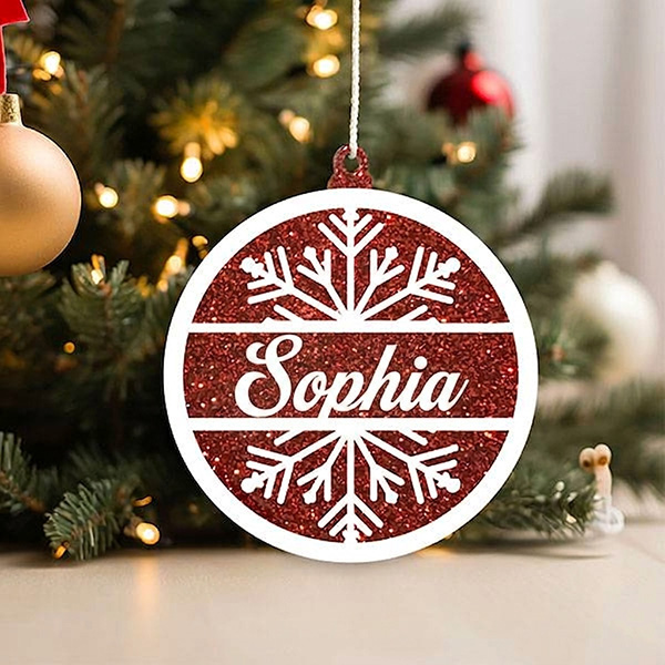 Set glitzernder Weihnachtsbaum-Anhänger mit personalisiertem Namen