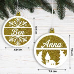 Miniaturansicht von Set glitzernder Weihnachtsbaum-Anhänger mit personalisiertem Namen