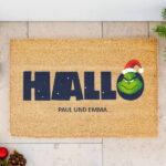 Miniaturansicht von Grinch-Weihnachtsfußmatte mit personalisiertem Namen