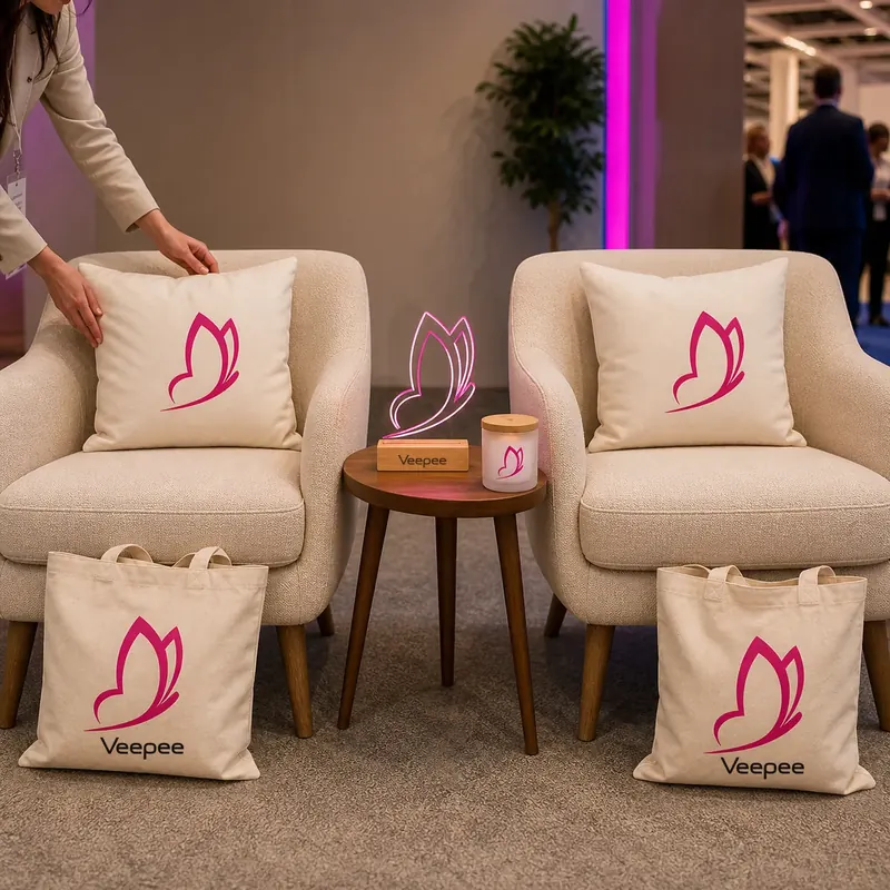 Cojines, bolsas y piezas personalizadas con la marca Veepee