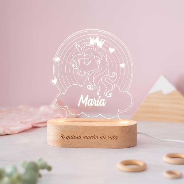 Lámpara Infantil Unicornio con Nombre personalizada