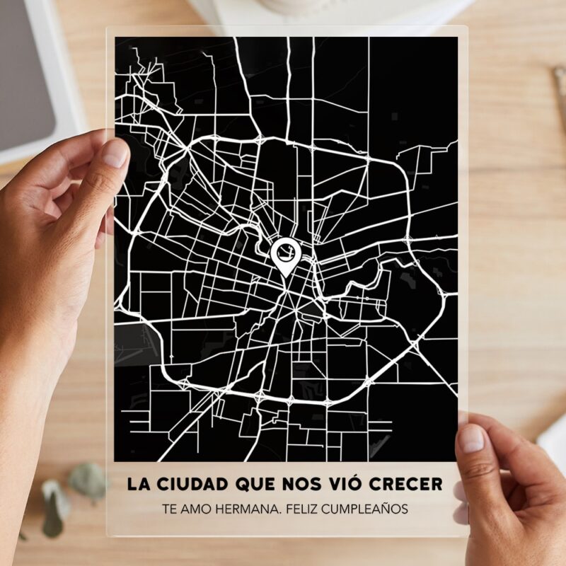 Placa Mapa del Amor con Ubicación y Textos personalizada