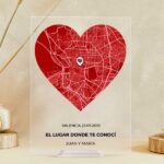 Placa Mapa del Amor con Ubicación y Textos personalizada Miniatura de Placa Mapa del Amor con Ubicación y Textos personalizada