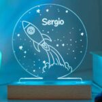 Lámpara Infantil Cohete con Nombre personalizada Miniatura de Lámpara Infantil Cohete con Nombre personalizada