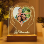 Miniatura de Lámpara Manos Corazón con Foto y Texto personalizada
