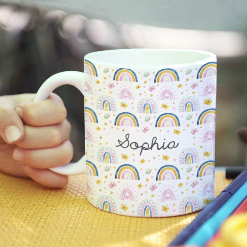 Taza Infantil Irrompible Arcoíris con Nombre personalizada