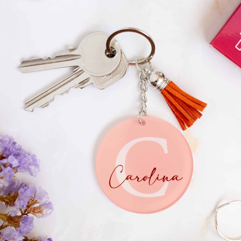 Llavero Circular con Nombre e Inicial personalizado