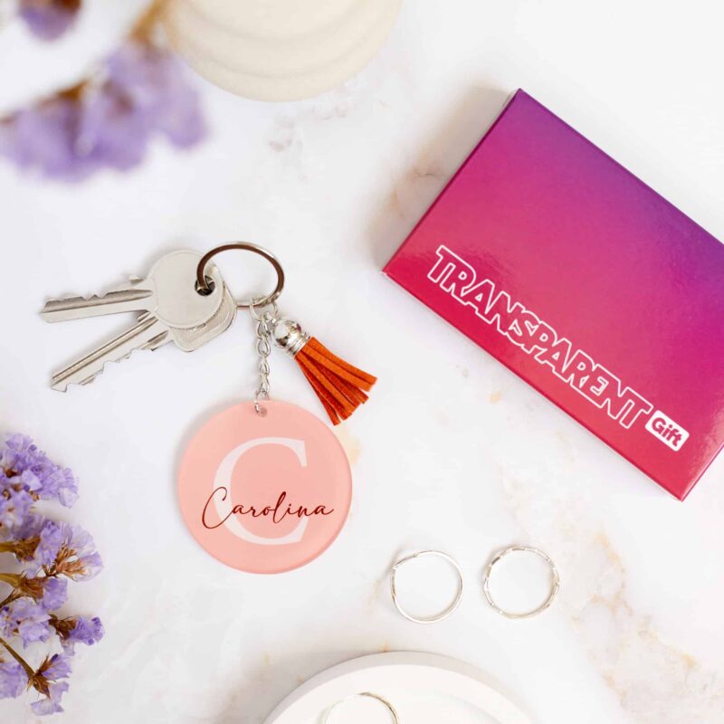Llavero Circular con Nombre e Inicial personalizado