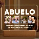 Lámpara Abuelo con Cuatro Fotos y Texto personalizada Miniatura de Lámpara Abuelo con Cuatro Fotos y Texto personalizada