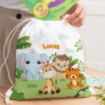 Miniatura de Mochila Saco Infantil Animales Selva personalizada
