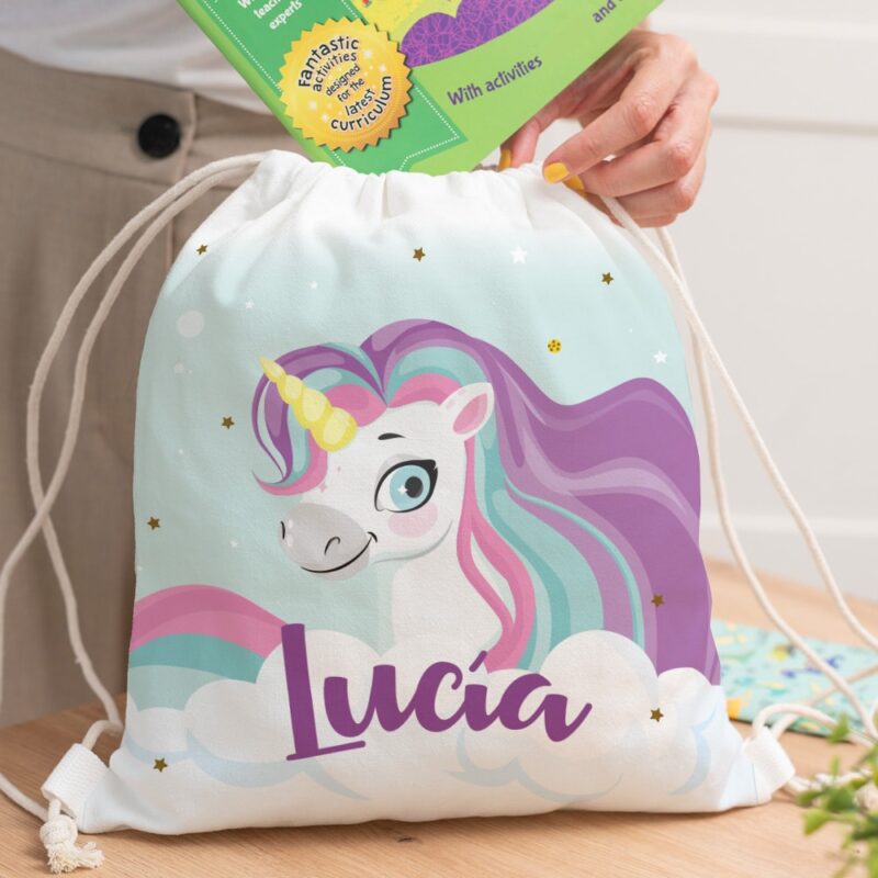 Mochila Saco Infantil Unicornios Coloridos personalizada Mochila Saco Infantil Unicornios Coloridos personalizada