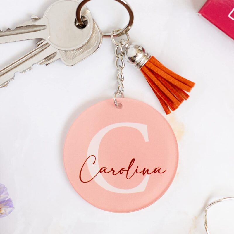 Llavero Circular con Nombre e Inicial personalizado