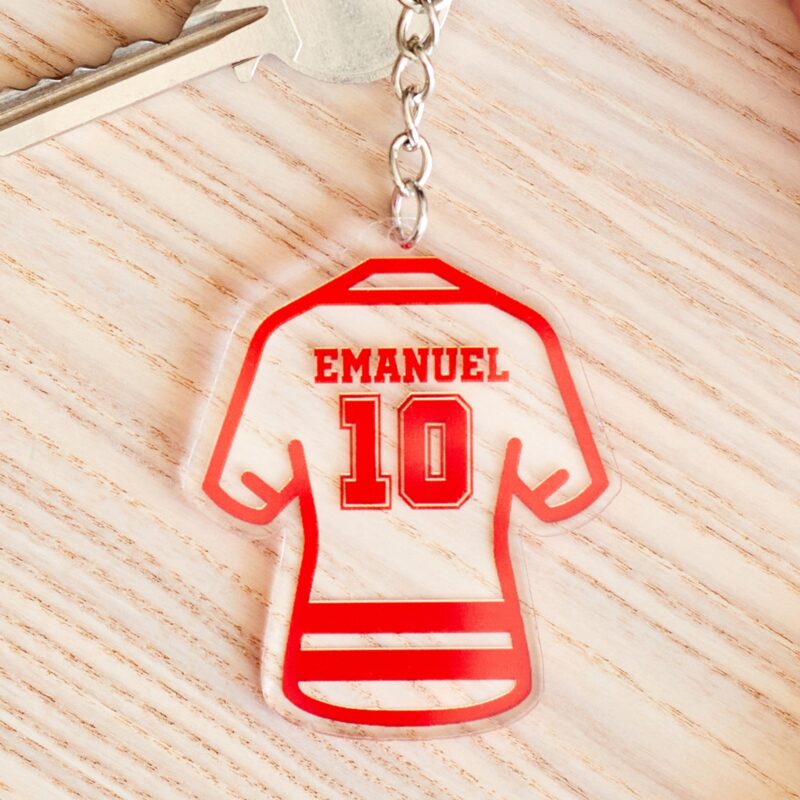 Llavero Camiseta de Fútbol con Nombre y Número personalizado