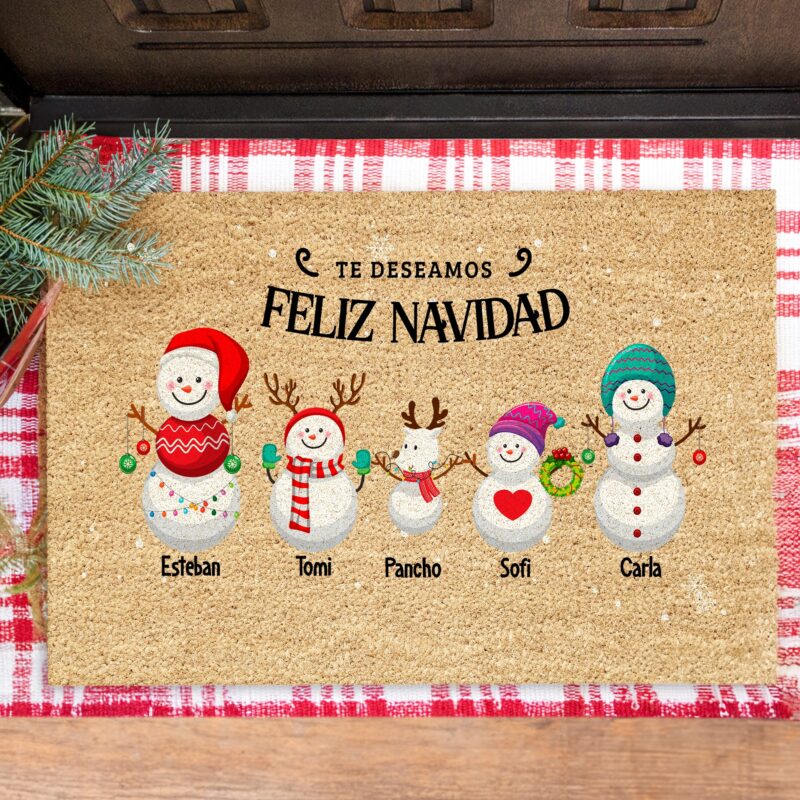 Felpudo Navidad Muñeco de Nieve con Nombres personalizado Felpudo Navidad Muñeco de Nieve con Nombres personalizado