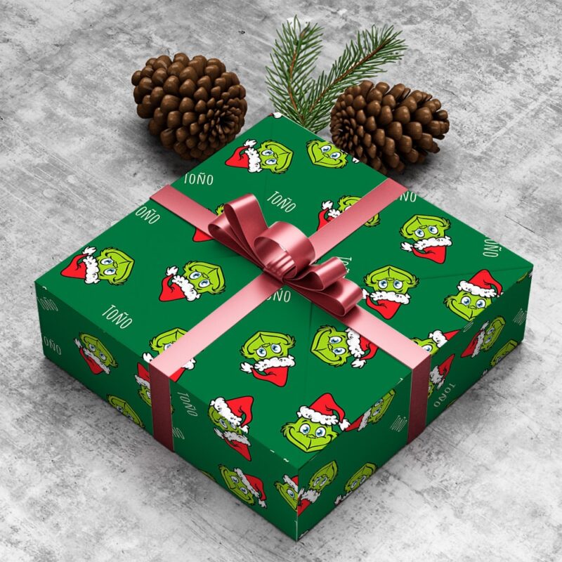 Papel de Regalo de Navidad Grinch personalizado