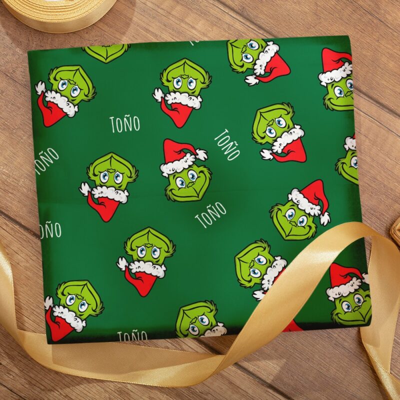 Papel de Regalo de Navidad Grinch personalizado