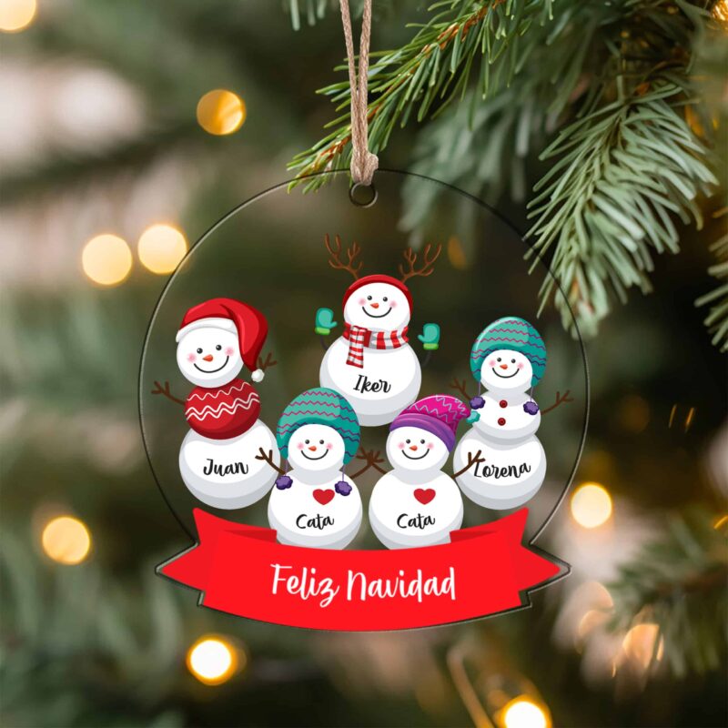 Pack de Adornos para Árbol de Navidad Muñecos de Nieve con Nombres personalizados