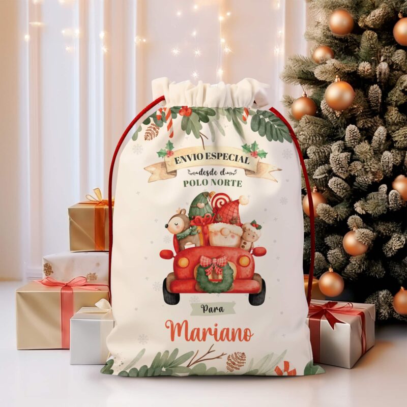 Saco de Navidad Coche con Nombre personalizado