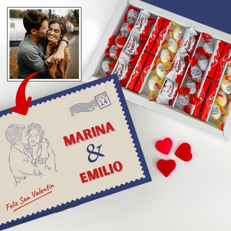 Caja de Dulces con Foto Ilustrada y Nombres personalizada Caja de Dulces con Foto Ilustrada y Nombres personalizada