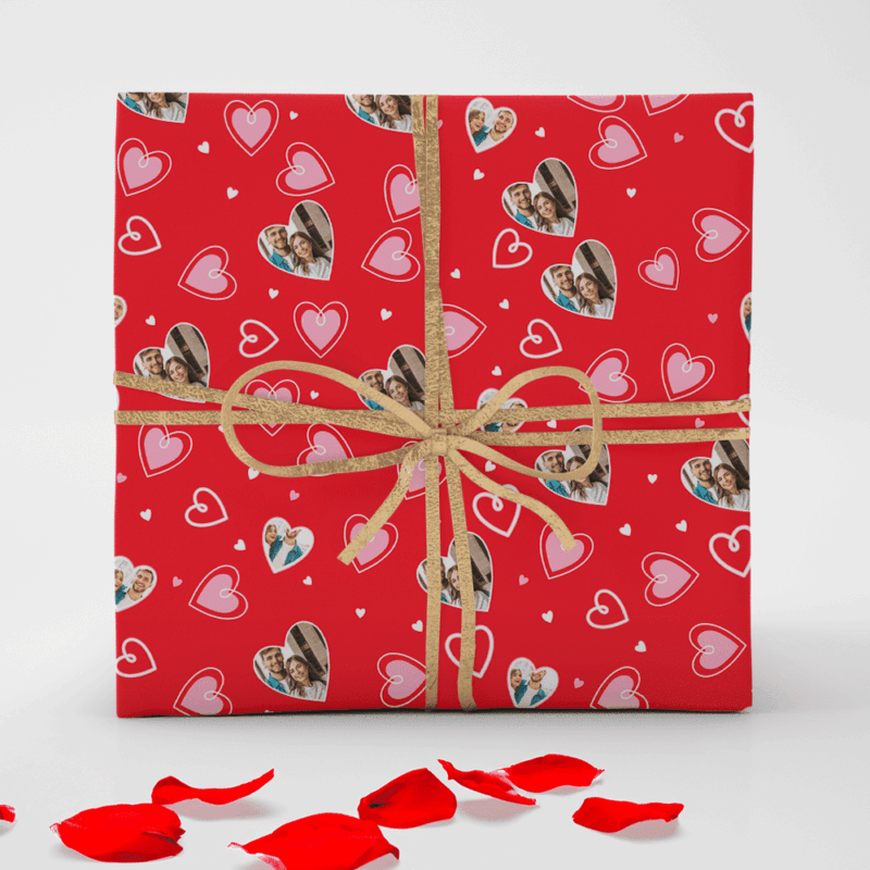 Papel de Regalo Corazones con Fotos personalizado