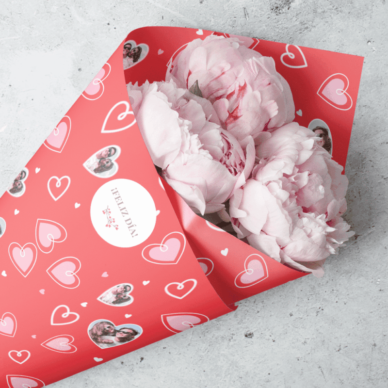 Papel de Regalo Corazones con Fotos personalizado