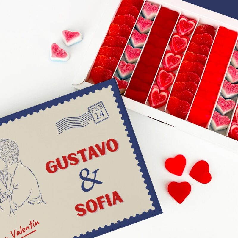 Caja de Dulces con Foto Ilustrada y Nombres personalizada